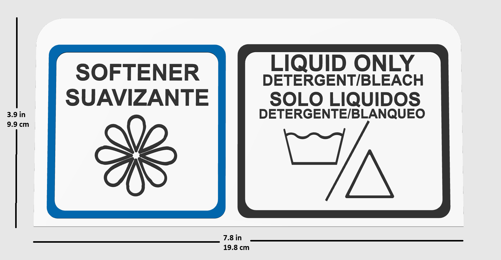 Wascomat Electrolux back soap tray label dimensions