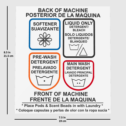 Speed Queen soap tray label dimensions and measurements