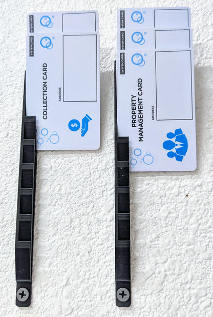Wall-mounted card holder for laundromats installed on wall