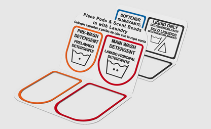 Wascomat Electrolux Gen 6 7 soap tray kit English Spanish with color-coded liners